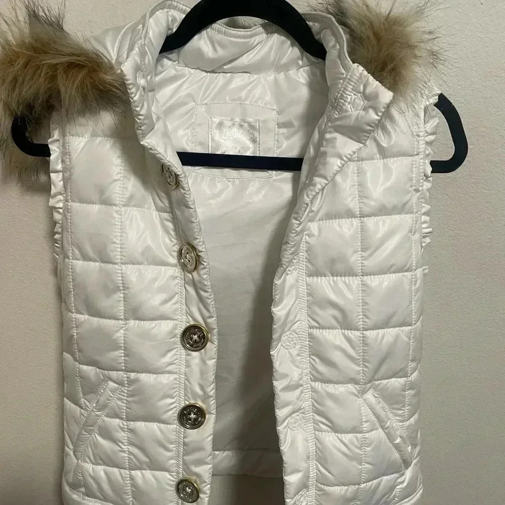 Justice faux fur lining puffer jacket hooded‎ girls outwear size 16